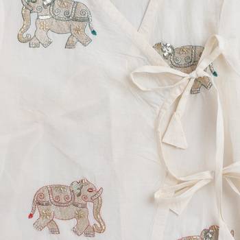 White cotton printed kurta and dhoti for boys 4