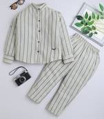 Blue cotton printed shirt and pant set for boys