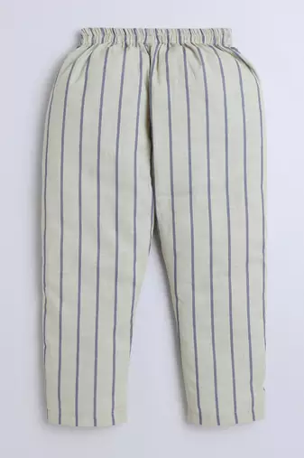 Blue cotton printed shirt and pant set for boys