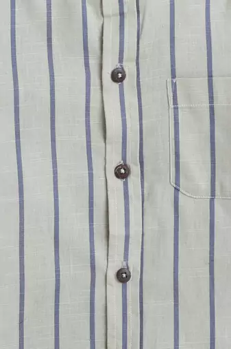 Blue cotton printed shirt and pant set for boys