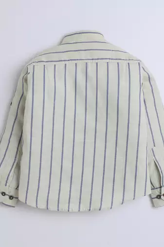 Blue cotton printed shirt and pant set for boys