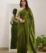 Trendmalls Tissue Cotton Handloom Saree With Printed Unstitched Blouse Piece