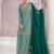 Elegant pastel green embroidered palazzo suit with heavy dupatta