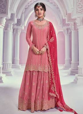 pink embroidered palazzo suit  1