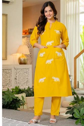Women Ethnic Embroidery Pure Cotton Kurta with Trouser