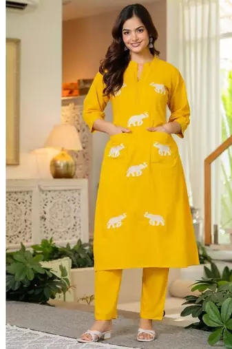 Women Ethnic Embroidery Pure Cotton Kurta with Trouser