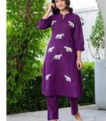 Women Ethnic Embroidery Pure Cotton Kurta with Trouser