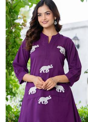 Women Ethnic Embroidery  Cotton Kurta with Trouser 3