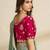 Sea green embroidery and glitter cords fendi fabric saree with embroidered silk blouse fabric