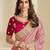 Pink embroidery and glitter cords fendi fabric saree with embroidered silk blouse fabric