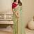 Pista embroidery and glitter cords fendi fabric saree with embroidered silk blouse fabric