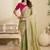 Green embroidery and glitter cords fendi fabric saree with embroidered silk blouse fabric