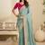 Sky embroidery and glitter cords fendi fabric saree with embroidered silk blouse fabric