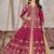 Magenta art silk heavy embroidered work semi stitched anarakali suit