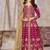 Magenta art silk heavy embroidered work semi stitched anarakali suit