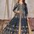Navy blue art silk heavy embroidered work semi stitched anarakali suit