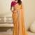Yellow embroidery and glitter cords fendi fabric saree with embroidered silk blouse fabric