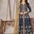 Navy blue art silk heavy embroidered work semi stitched anarakali suit