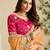 Yellow embroidery and glitter cords fendi fabric saree with embroidered silk blouse fabric