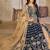 Navy blue art silk heavy embroidered work semi stitched anarakali suit
