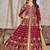 Red art silk heavy embroidered work semi stitched anarakali suit