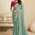 Sea green embroidery and glitter cords fendi fabric saree with embroidered silk blouse fabric