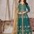 Green art silk heavy embroidered work semi stitched anarakali suit