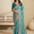Rama green embroidery and glitter cords fendi fabric saree with embroidered silk blouse fabric