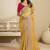 Yellow embroidery and glitter cords fendi fabric saree with embroidered silk blouse fabric