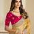 Yellow embroidery and glitter cords fendi fabric saree with embroidered silk blouse fabric