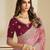 Peach embroidery and glitter cords fendi fabric saree with embroidered silk blouse fabric