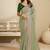 Green embroidery and glitter cords fendi fabric saree with embroidered silk blouse fabric