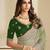 Green embroidery and glitter cords fendi fabric saree with embroidered silk blouse fabric