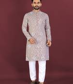 Unique embroidery cotton kurta for men's