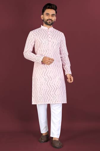 Unique embroidery cotton kurta for men's