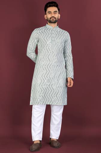 Unique embroidery cotton kurta for men's