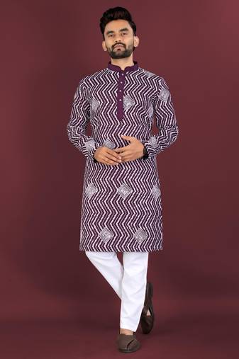 Unique embroidery cotton kurta for men's
