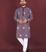 Unique embroidery cotton kurta for men's