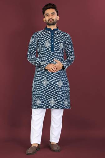 Unique embroidery cotton kurta for men's