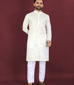 Unique embroidery cotton kurta for men's