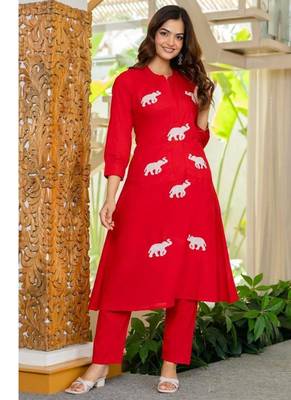  Women Ethnic Embroidery  Cotton Kurta with Trouser 2