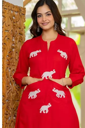  Women Ethnic Embroidery  Cotton Kurta with Trouser