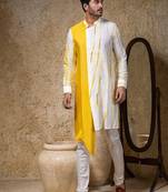 White plain cotton silk kurta pajama