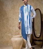 Blue plain cotton silk kurta pajama