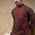 Brown embroidered cotton silk kurta pajama