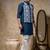 Blue embroidered cotton silk nehru jacket set