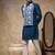 Blue embroidered cotton silk nehru jacket set
