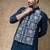 Blue embroidered cotton silk nehru jacket set