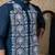 Blue embroidered cotton silk nehru jacket set