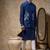 Blue embroidered cotton silk nehru jacket set